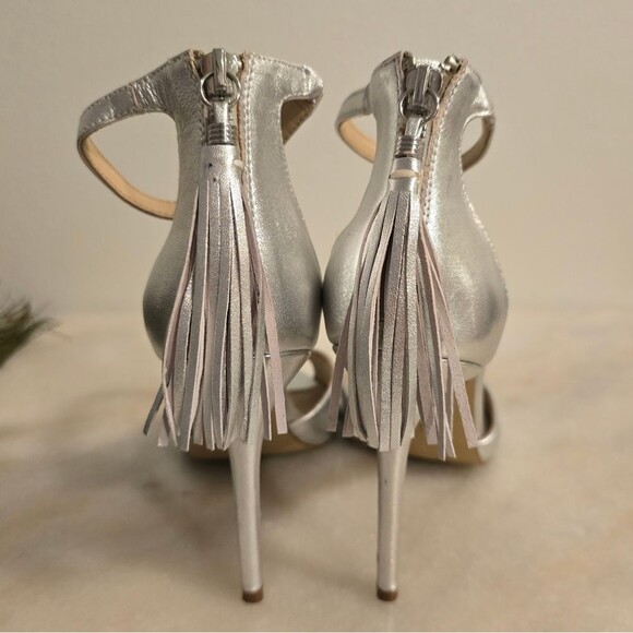 Botkier Anna Silver Leather Ankle Strap High-Heel Sandals 9.5 - Picture 5 of 13